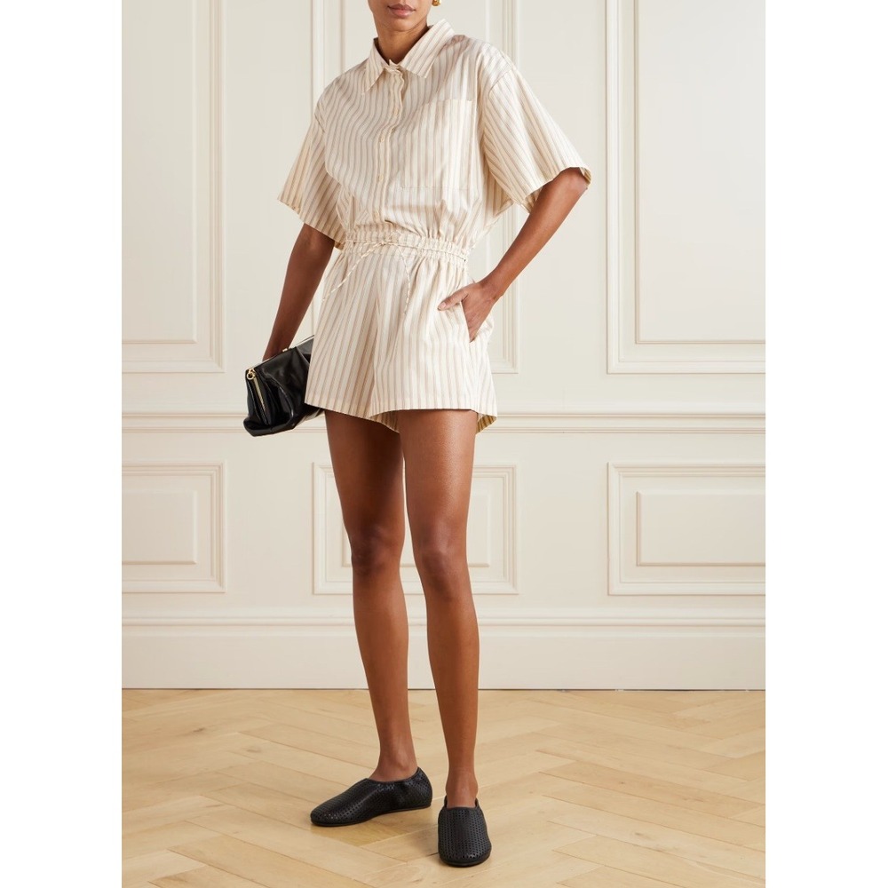 Faithfull the Brand Faia Playsuit Romper Butter Stripe 10, Minimalist Relaxed